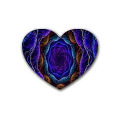 Flowers Dive Neon Light Patterns Heart Coaster (4 Pack)  by Simbadda