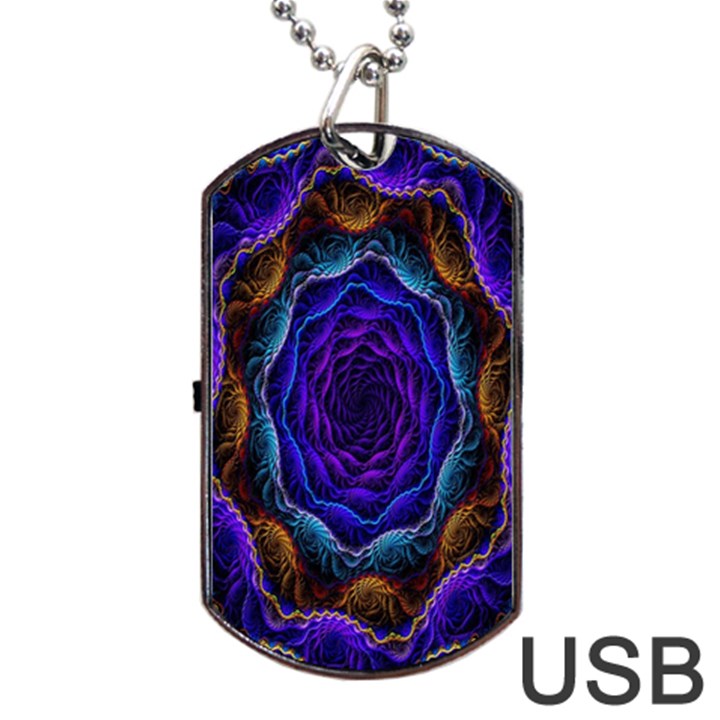 Flowers Dive Neon Light Patterns Dog Tag USB Flash (One Side)