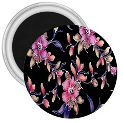 Neon Flowers Black Background 3  Magnets by Simbadda