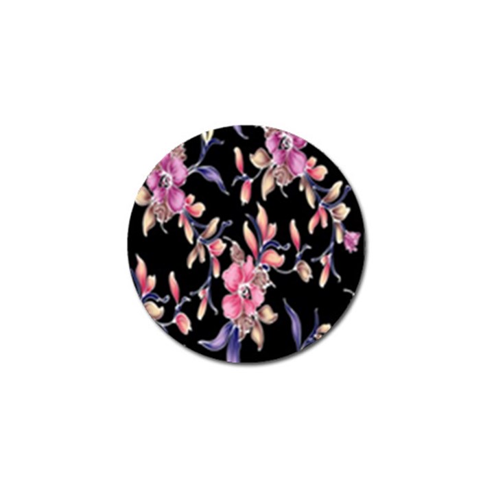 Neon Flowers Black Background Golf Ball Marker