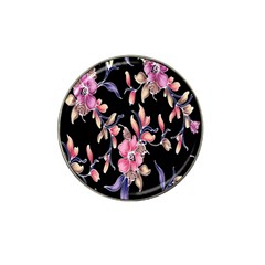 Neon Flowers Black Background Hat Clip Ball Marker (4 Pack) by Simbadda