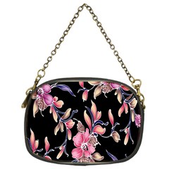 Neon Flowers Black Background Chain Purses (one Side)  by Simbadda