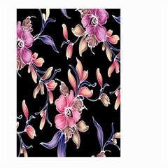 Neon Flowers Black Background Large Garden Flag (two Sides)