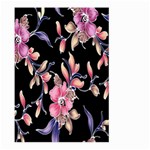 Neon Flowers Black Background Large Garden Flag (Two Sides) Back