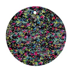 Neon Floral Print Silver Spandex Ornament (round) by Simbadda