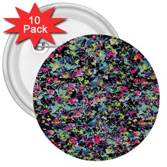 Neon Floral Print Silver Spandex 3  Buttons (10 Pack)  by Simbadda