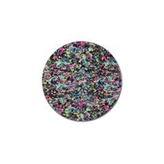 Neon Floral Print Silver Spandex Golf Ball Marker (4 Pack) by Simbadda