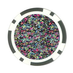 Neon Floral Print Silver Spandex Poker Chip Card Guard by Simbadda