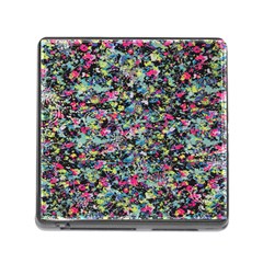 Neon Floral Print Silver Spandex Memory Card Reader (square) by Simbadda