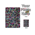 Neon Floral Print Silver Spandex Playing Cards 54 (Mini)  Front - Spade2