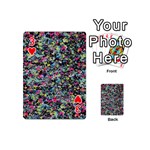 Neon Floral Print Silver Spandex Playing Cards 54 (Mini)  Front - Heart3