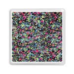 Neon Floral Print Silver Spandex Memory Card Reader (Square)  Front