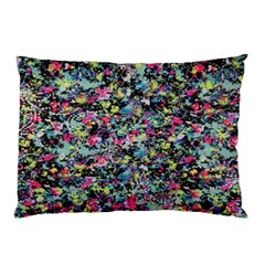 Neon Floral Print Silver Spandex Pillow Case (two Sides) by Simbadda