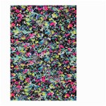 Neon Floral Print Silver Spandex Small Garden Flag (Two Sides) Front