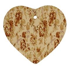 Patterns Flowers Petals Shape Background Heart Ornament (two Sides) by Simbadda
