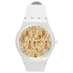 Patterns Flowers Petals Shape Background Round Plastic Sport Watch (m) by Simbadda