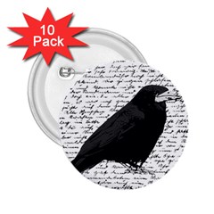 Black Raven  2 25  Buttons (10 Pack)  by Valentinaart