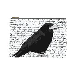 Black Raven  Cosmetic Bag (large)  by Valentinaart