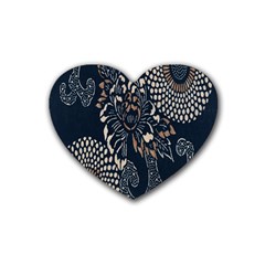 Patterns Dark Shape Surface Rubber Coaster (heart)  by Simbadda