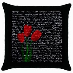 Red Tulips Throw Pillow Case (black) by Valentinaart