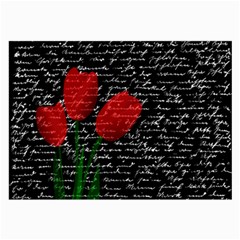 Red Tulips Large Glasses Cloth by Valentinaart