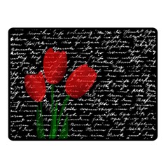 Red Tulips Double Sided Fleece Blanket (small)  by Valentinaart