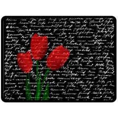 Red Tulips Double Sided Fleece Blanket (large)  by Valentinaart