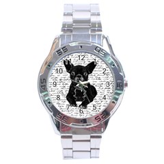 Cute Bulldog Stainless Steel Analogue Watch