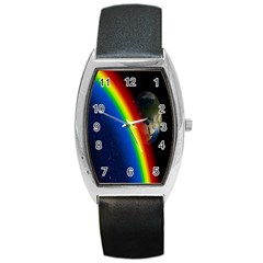 Rainbow Earth Outer Space Fantasy Carmen Image Barrel Style Metal Watch by Simbadda