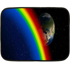 Rainbow Earth Outer Space Fantasy Carmen Image Fleece Blanket (mini) by Simbadda