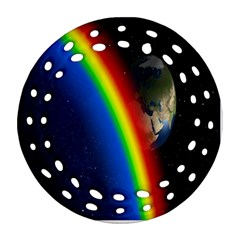 Rainbow Earth Outer Space Fantasy Carmen Image Ornament (round Filigree) by Simbadda