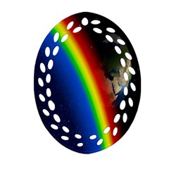 Rainbow Earth Outer Space Fantasy Carmen Image Ornament (oval Filigree) by Simbadda