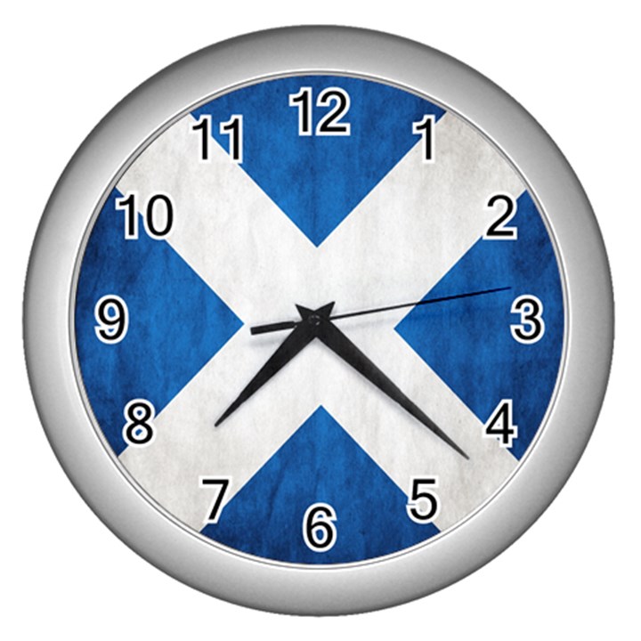 Scotland Flag Surface Texture Color Symbolism Wall Clocks (Silver) 