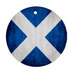 Scotland Flag Surface Texture Color Symbolism Round Ornament (two Sides) by Simbadda