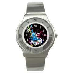 Sneakers Shoes Patterns Bright Stainless Steel Watch by Simbadda