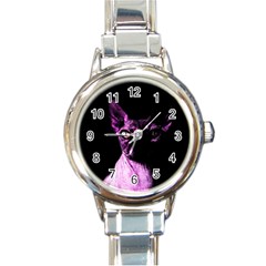 Pink Sphynx Cat Round Italian Charm Watch by Valentinaart