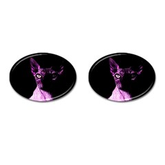 Pink Sphynx Cat Cufflinks (oval) by Valentinaart