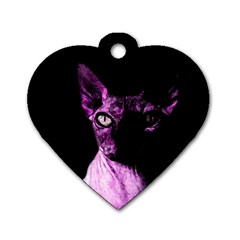 Pink Sphynx Cat Dog Tag Heart (two Sides) by Valentinaart