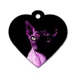 Pink Sphynx cat Dog Tag Heart (Two Sides) Front