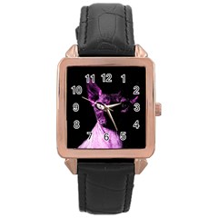 Pink Sphynx Cat Rose Gold Leather Watch  by Valentinaart