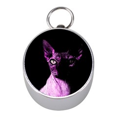 Pink Sphynx Cat Mini Silver Compasses by Valentinaart