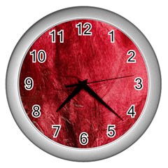Red Background Texture Wall Clocks (silver) 
