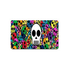 Skull Background Bright Multi Colored Magnet (name Card) by Simbadda