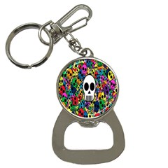 Skull Background Bright Multi Colored Button Necklaces by Simbadda