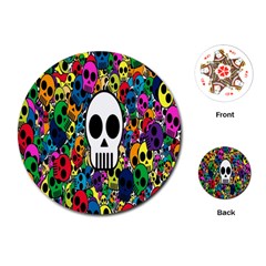 Skull Background Bright Multi Colored Playing Cards (round)  by Simbadda