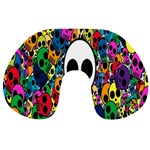 Skull Background Bright Multi Colored Travel Neck Pillows Front