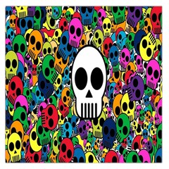 Skull Background Bright Multi Colored Large Satin Scarf (square)