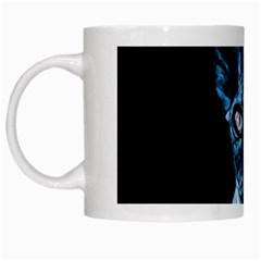 Blue Sphynx Cat White Mugs by Valentinaart