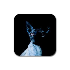 Blue Sphynx Cat Rubber Square Coaster (4 Pack)  by Valentinaart