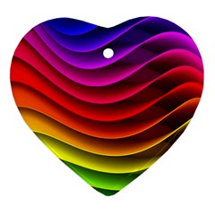 Spectrum Rainbow Background Surface Stripes Texture Waves Heart Ornament (two Sides) by Simbadda